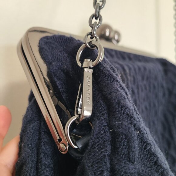 WEEKEND MaxMara Pasticcino Knit Kiss Lock 2-Way Shoulder Bag Blue Navy - Picture 3 of 10